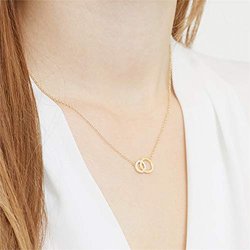 JEWLIX Kreise Kette 925er Silber Zirkonia Gold Damenhalskette