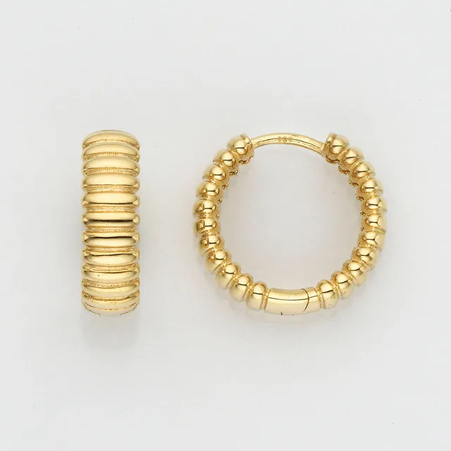 Eugen Rühle Scharnier-Creolen gerieft 4,9x16,4mm Ohrringe 585 Gold