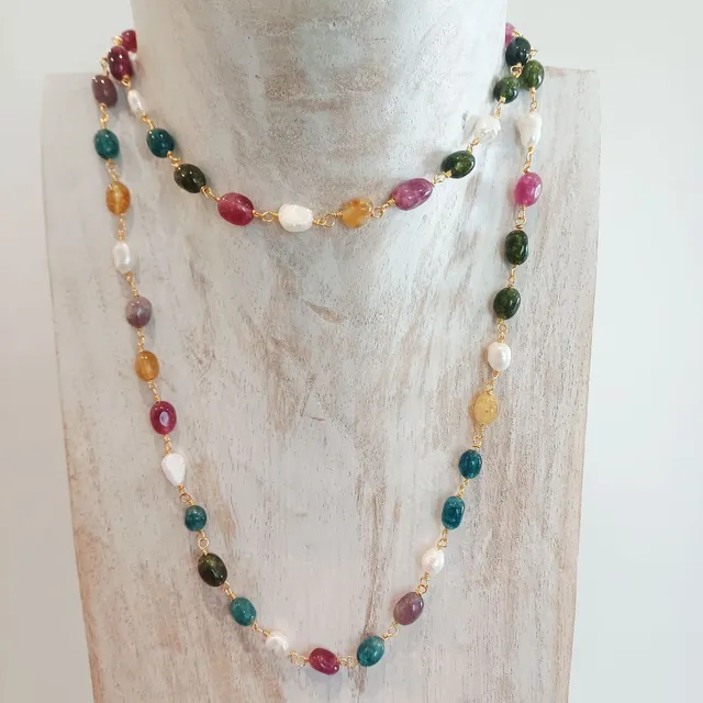 Alevá Bijoux Collane Rosario Halskette Jade Flussperlen