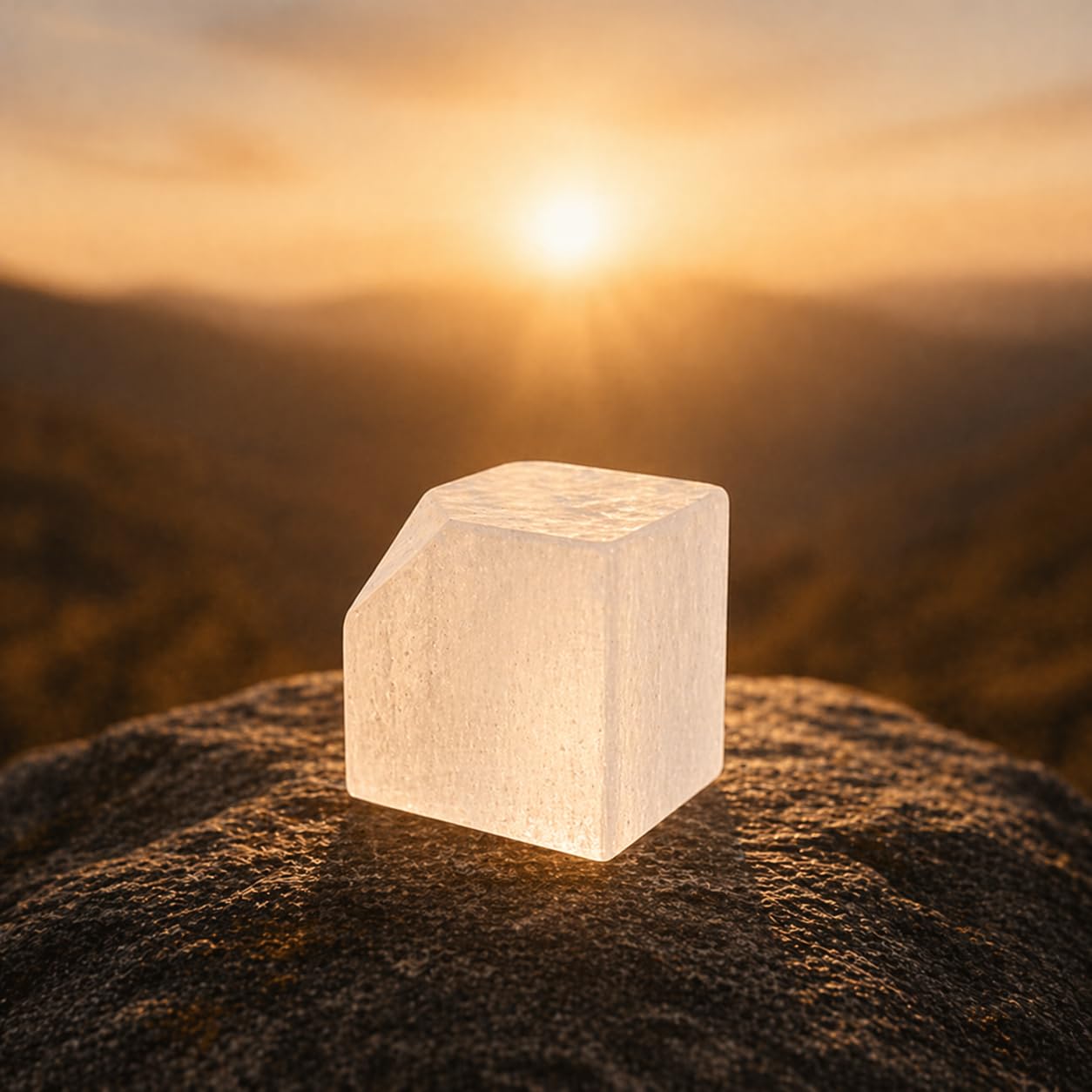 NKlaus Healing Crystals Selenit-Würfel 5x5cm Weiß 280g