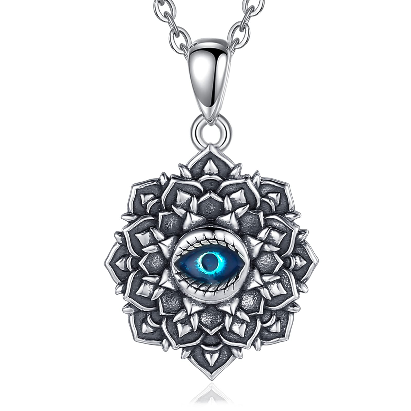 Eudora Harmony Bola Evil Eye Halskette Silber blau 45 cm