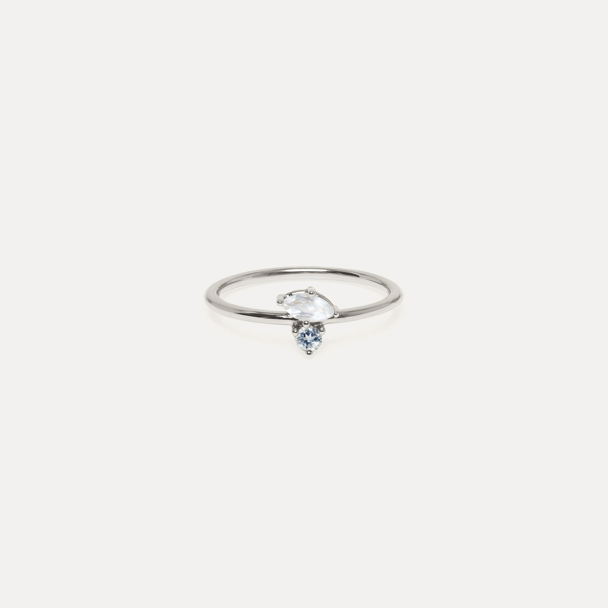 Stilnest Joy Solitär Ring Mondstein Aquamarin 24K Vermeil