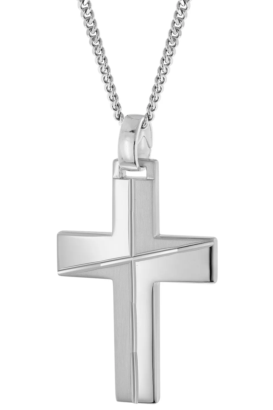 trendor 28408 Kreuz Halskette Herren Silber 60 cm rhodiniert
