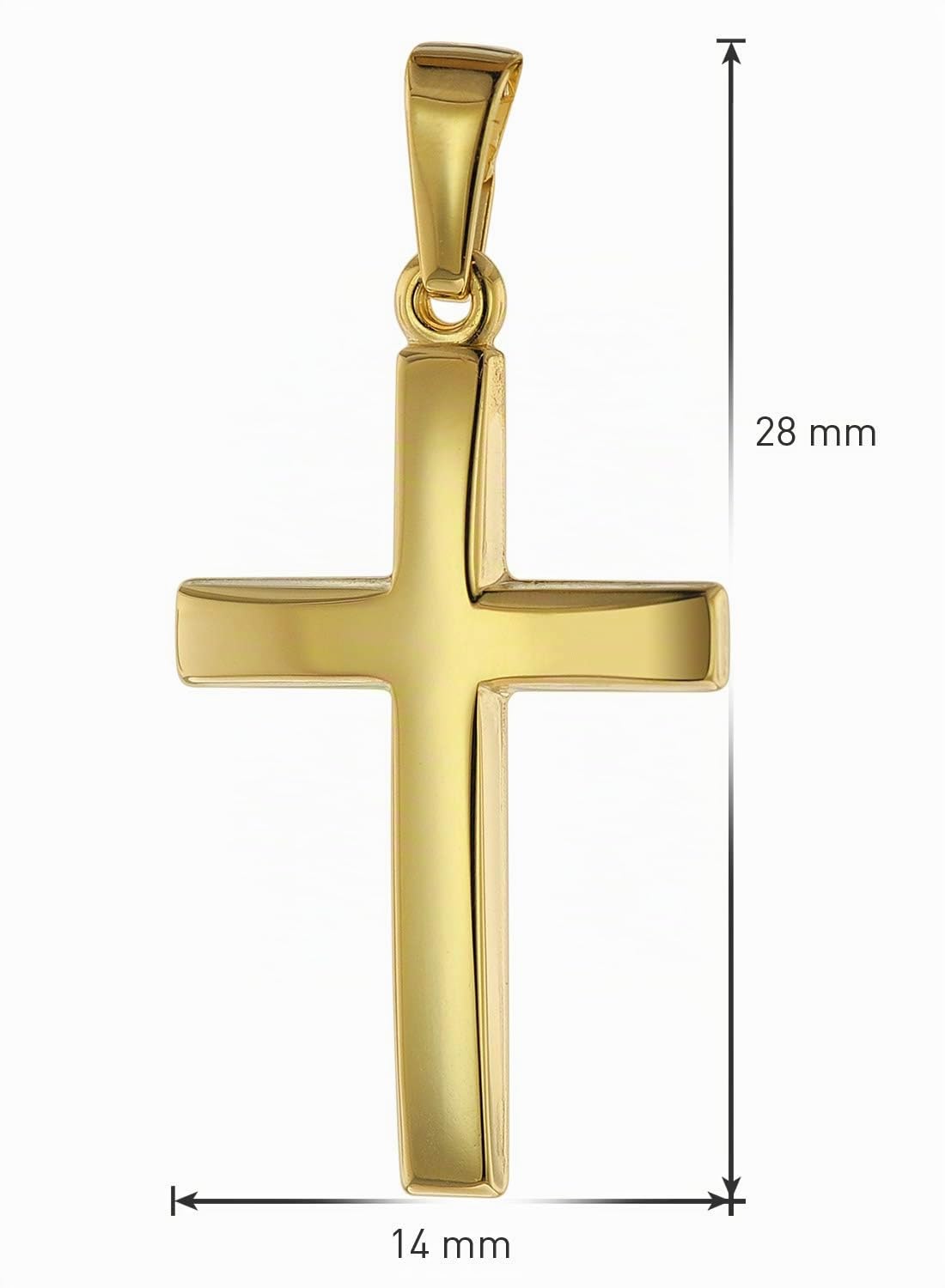 trendor Kreuz Halskette Gold 585 21 mm Damen mit Silberkette