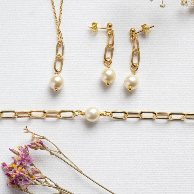 Joy by Corrine Smith Chunky Chain Schmuckset Gold Perle