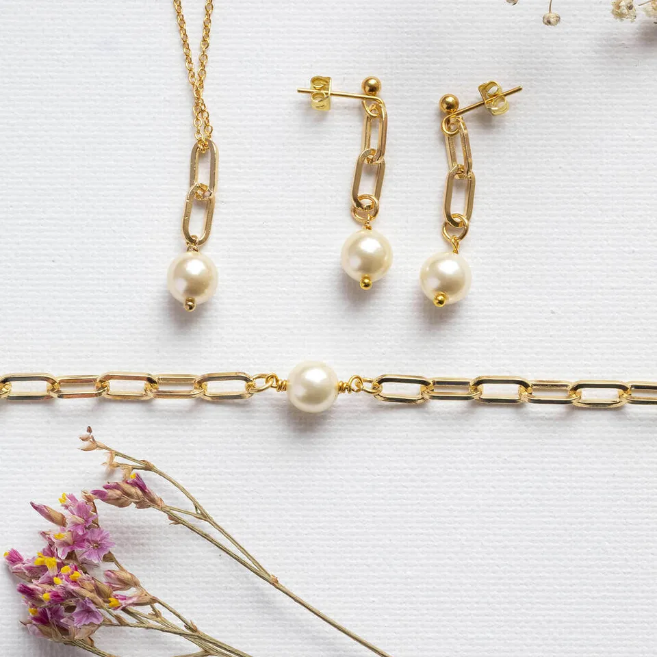 Joy by Corrine Smith Chunky Chain Schmuckset Gold Perle