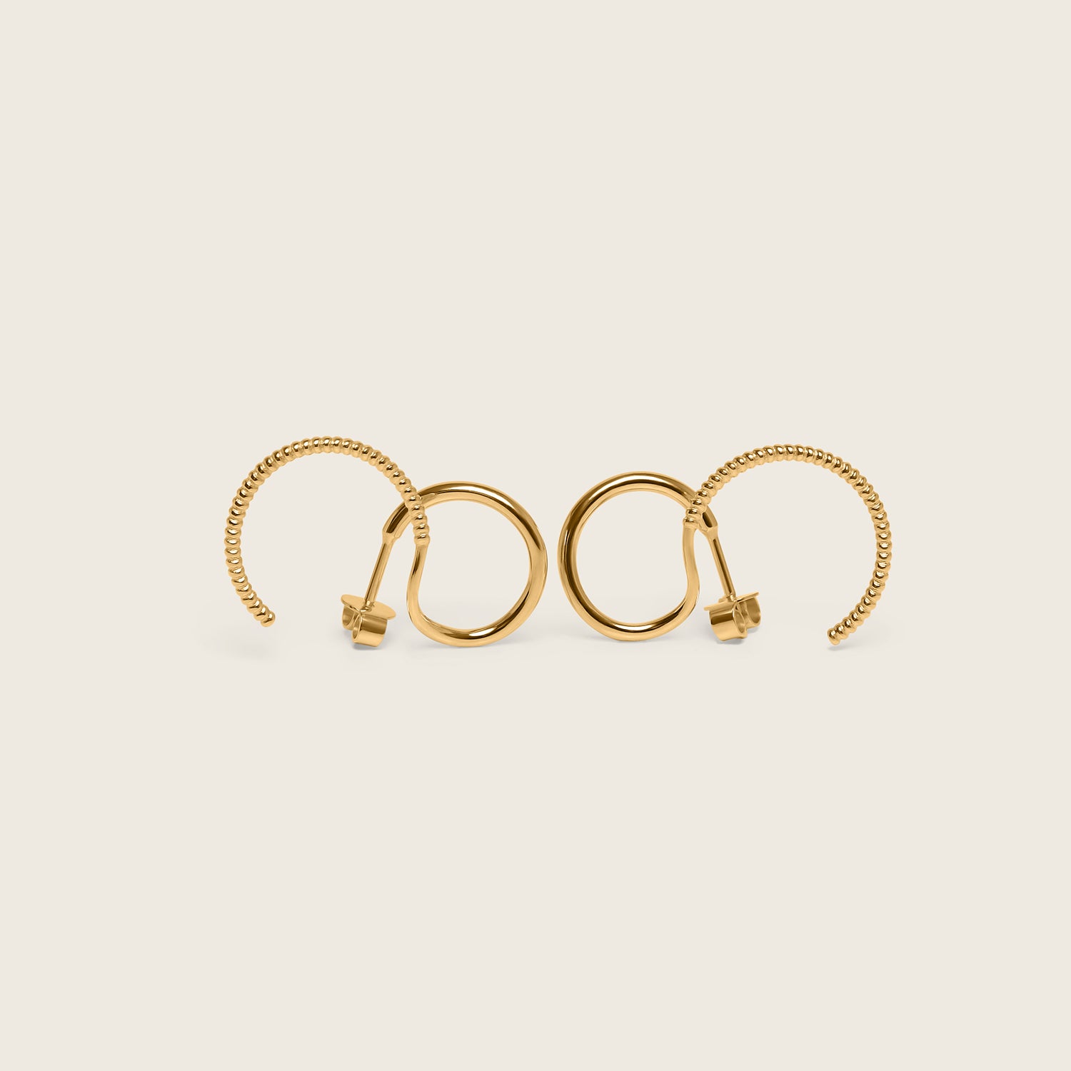 Stilnest Snake Tail Double Ear Climbers Ohrringe 24k Gold Vermeil