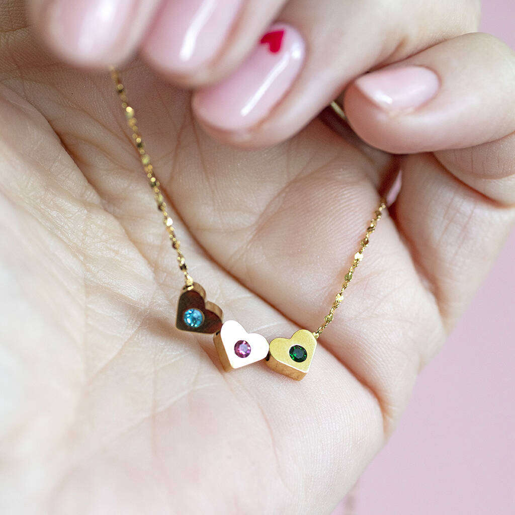 Joy by Corrine Smith Family Birthstone Herzen Halskette Gold