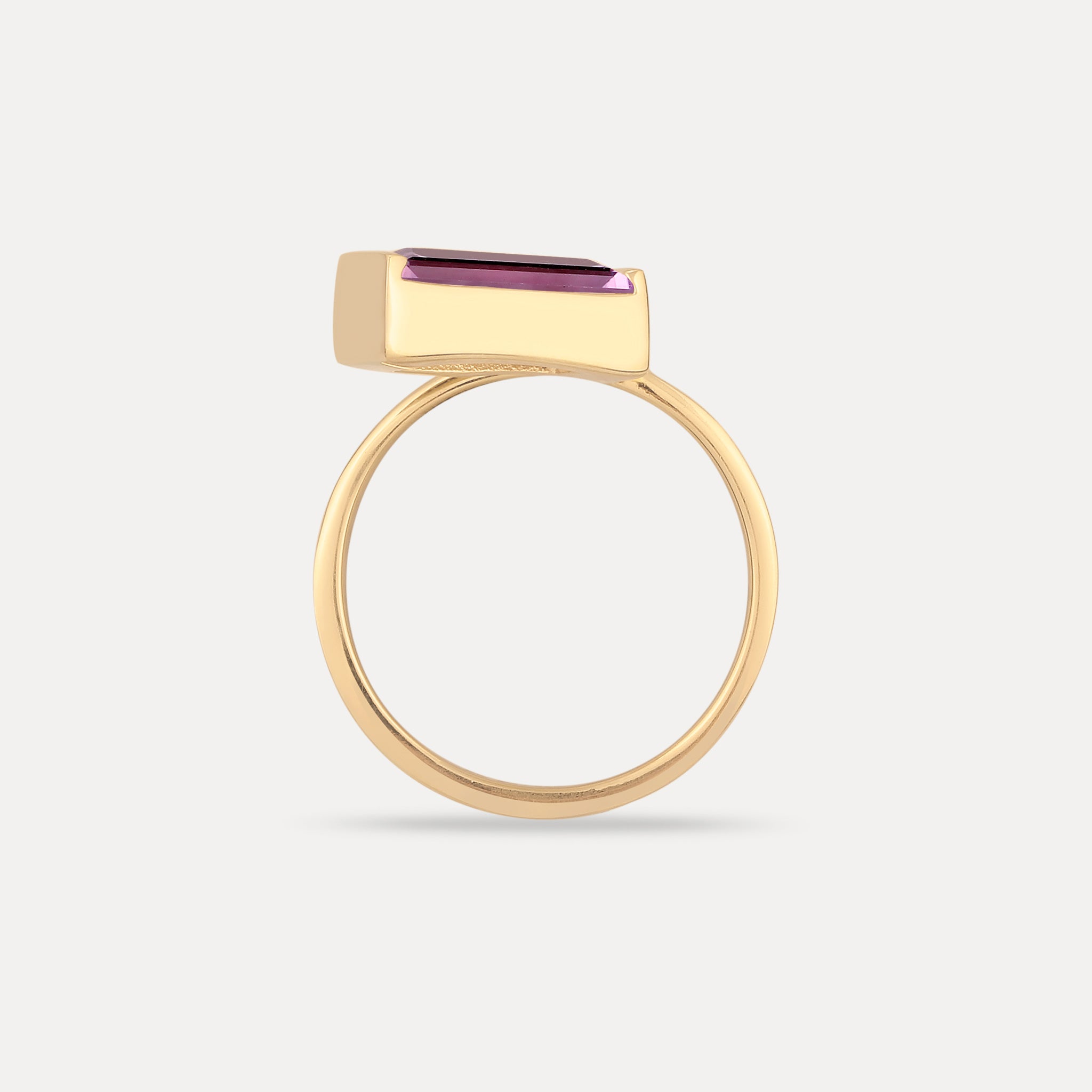 Stilnest Amethyst Balance Baguette Ring 24k Gold Vermeil