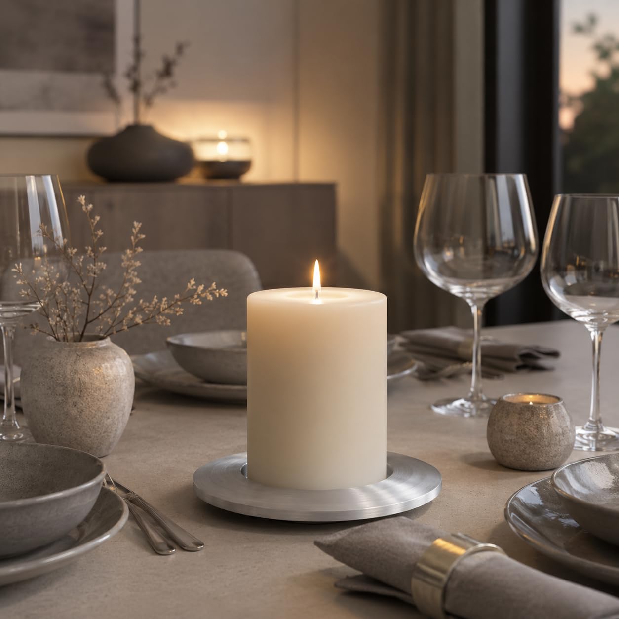 NKlaus CANDLE HOLDER Kerzenteller Alu matt 5cm rund