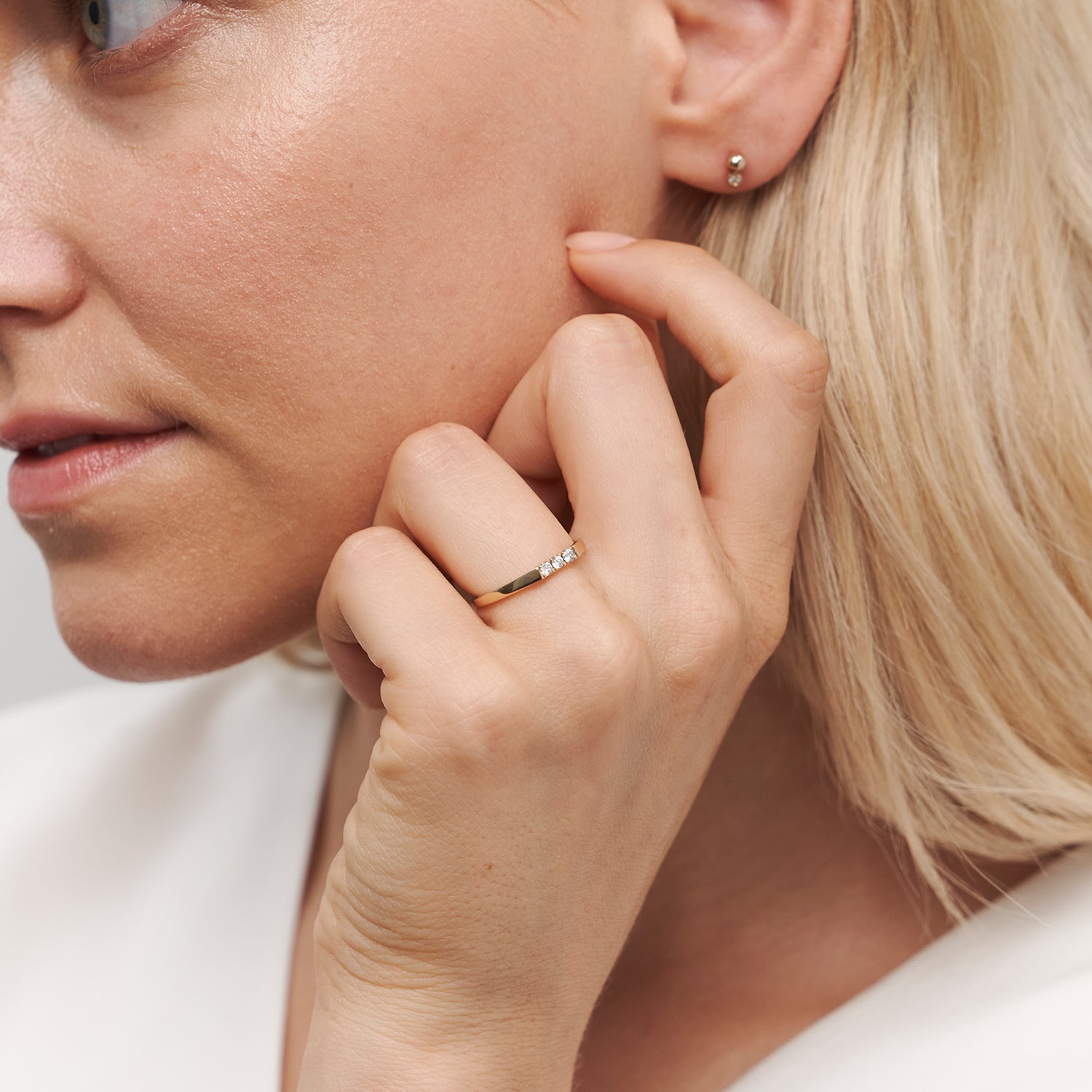 Stilnest Diamant Pavé Bar Ring 585 Gold Diamant