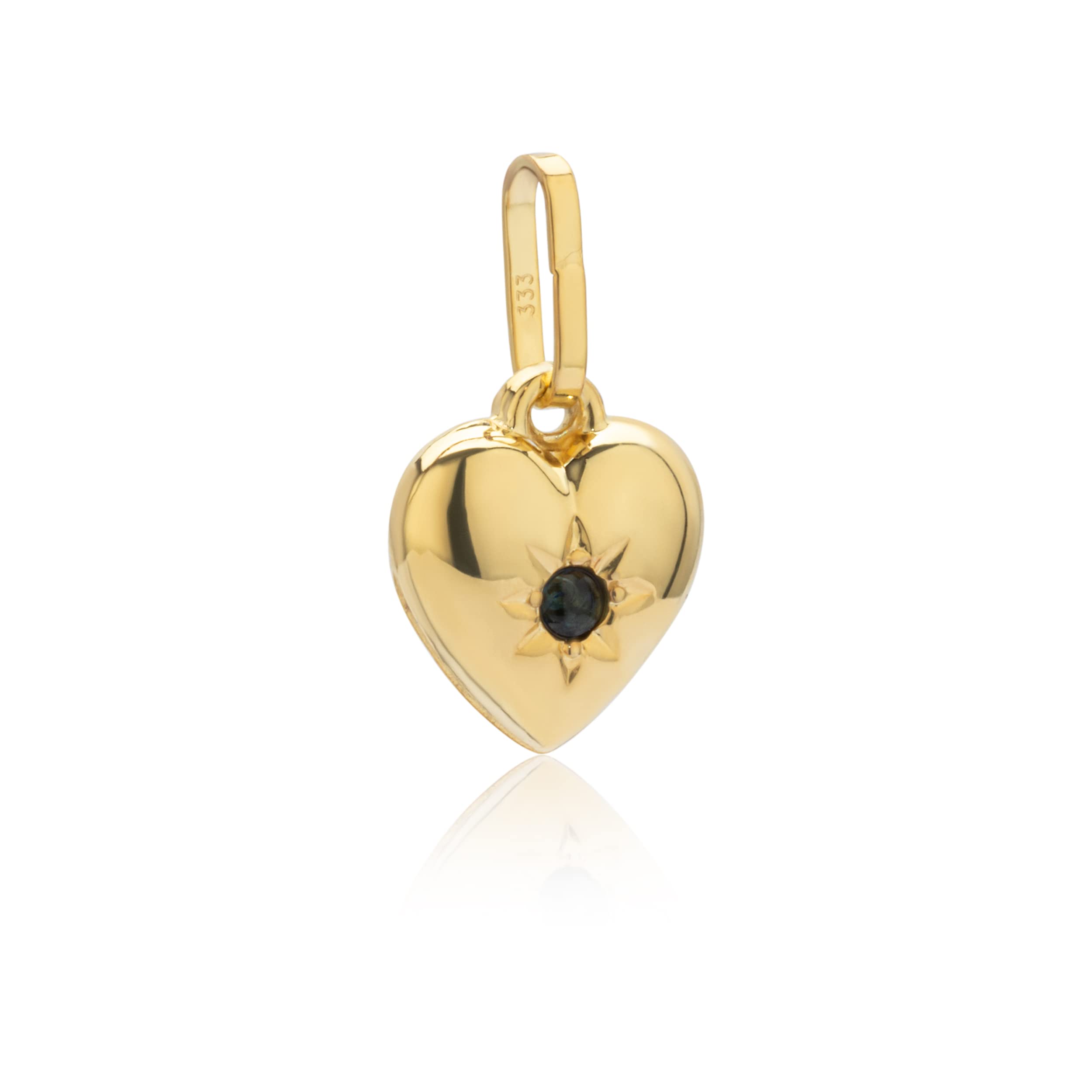 NKlaus Herz Anhänger 9,5mm 333 Gelbgold Saphir schwarzblau