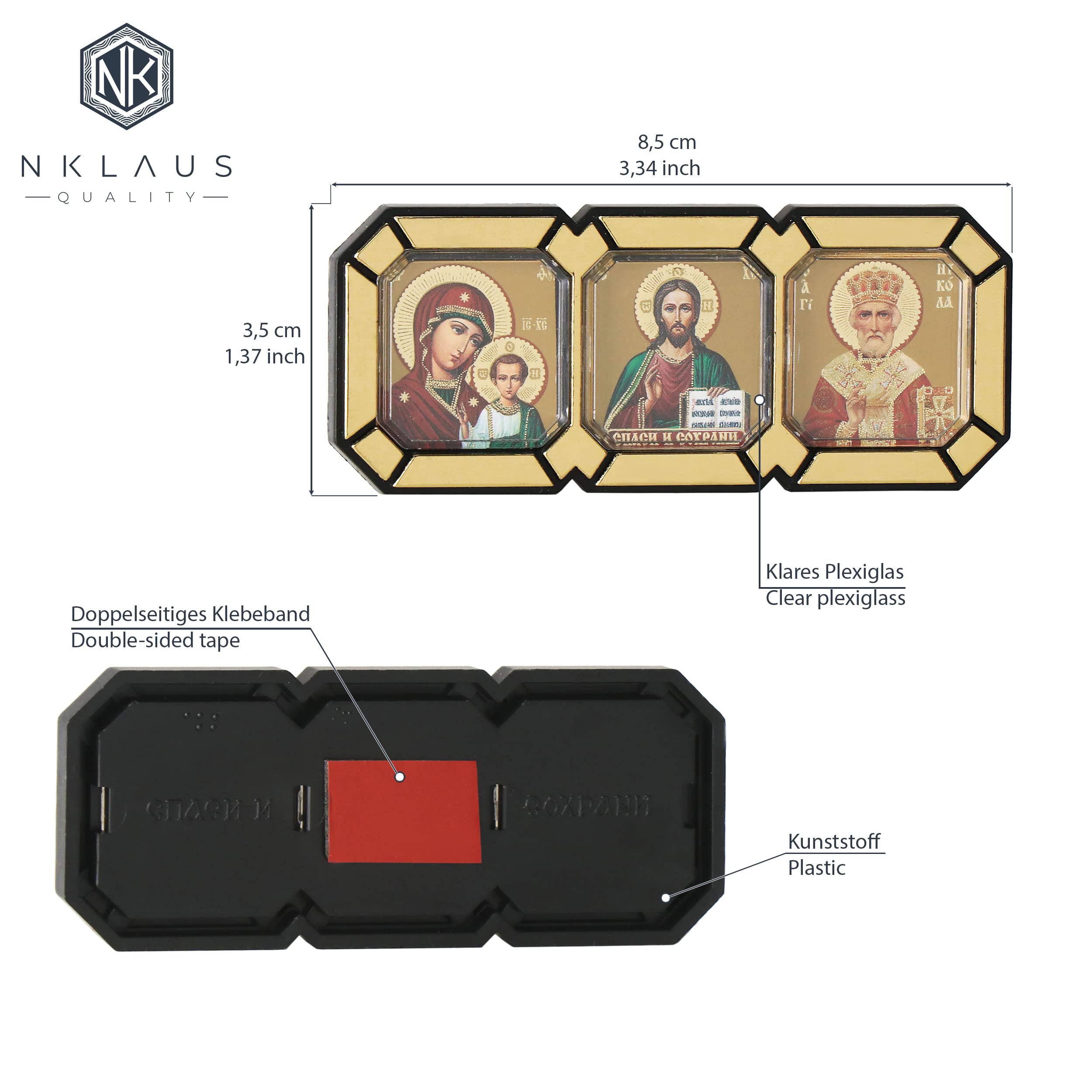 NKlaus RELIGIOUS ICONS Auto-Triptychon Kasan 8,5 cm