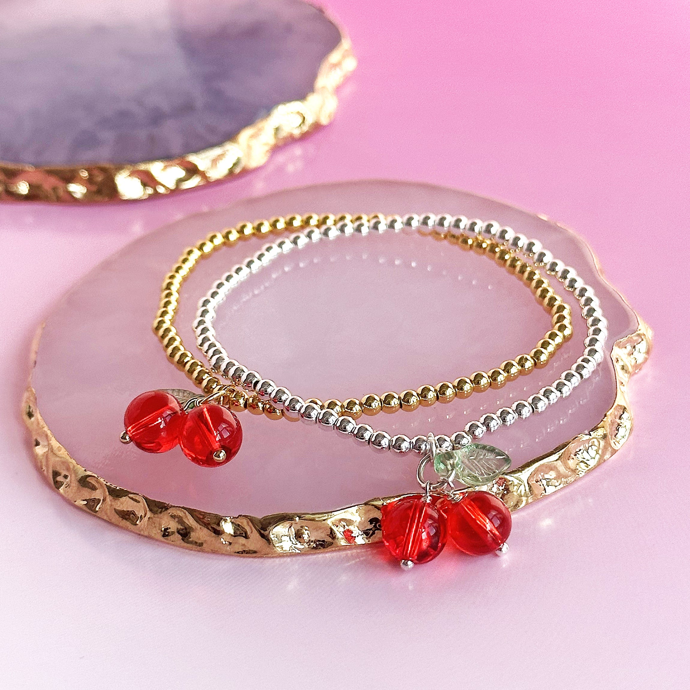 Joy by Corrine Smith Cherry Armband Glas vergoldet Kirsche