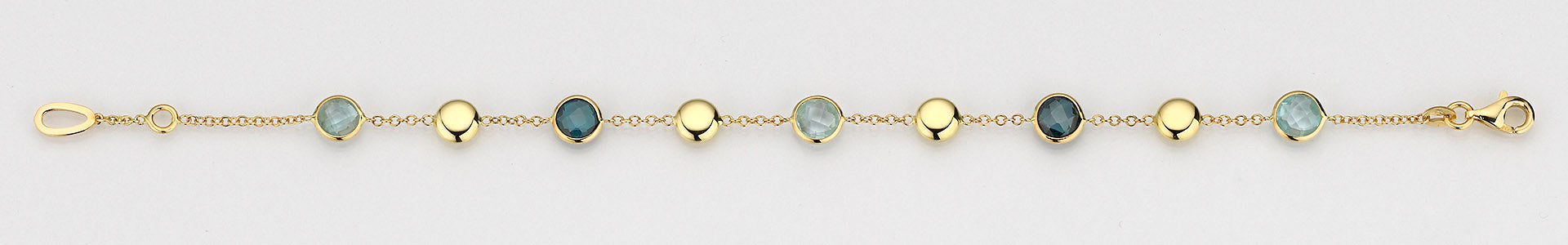 Eugen Rühle Armband Blautopas Londontopas 585 Gelbgold