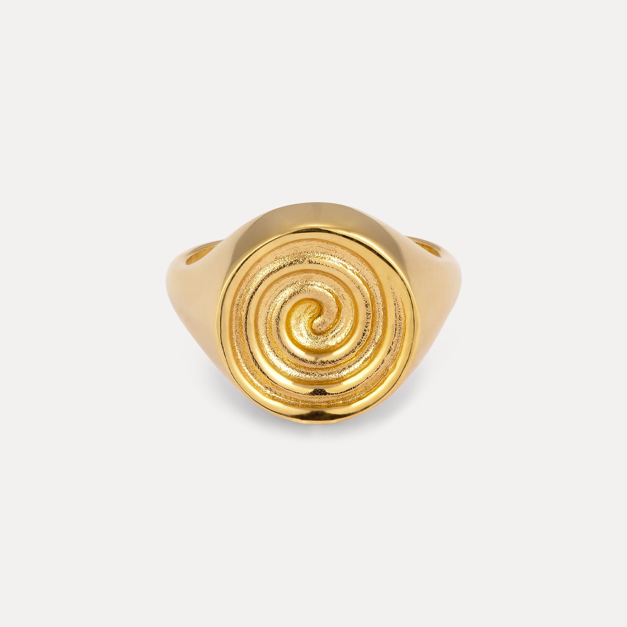 Stilnest Hypnotic Signet Ring 24k Gold Vermeil Spirale Gr.52