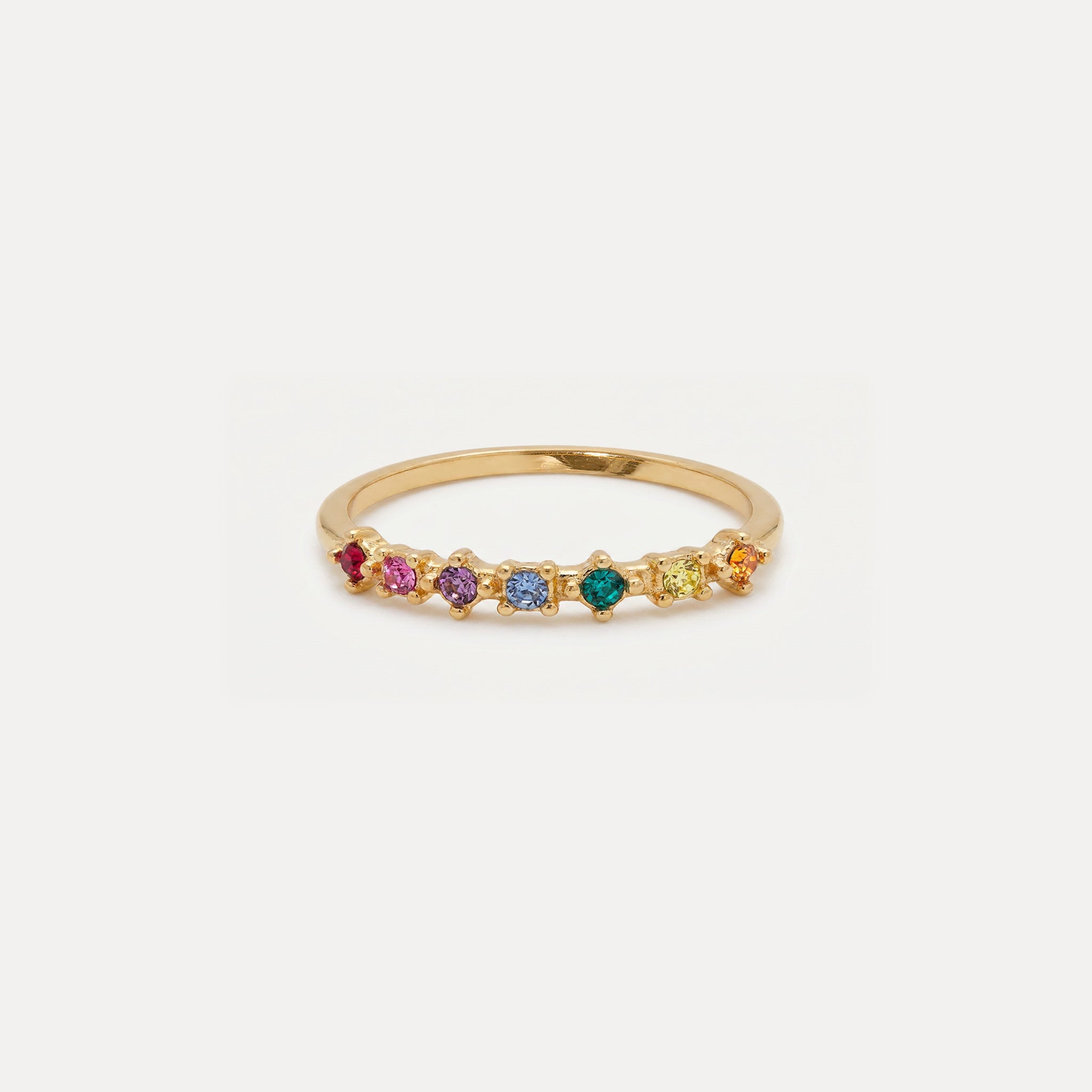 Stilnest Rainbow Delight Ring Edelsteinring Gold Vermeil 52