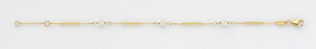 Eugen Rühle Armbänder Armband 585 Gelbgold Perlen 4 mm Stäbchen