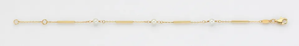 Eugen Rühle Armbänder Armband 585 Gelbgold Perlen 4 mm Stäbchen