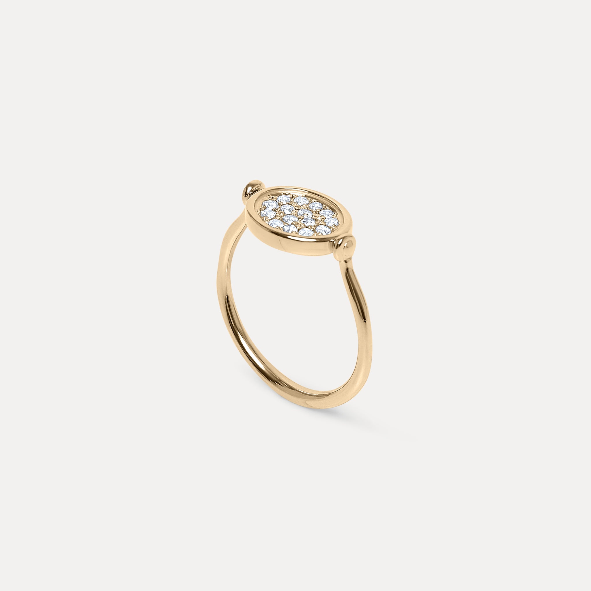 Stilnest Flip Pavé Ring 585 Gold weißer Saphir 52
