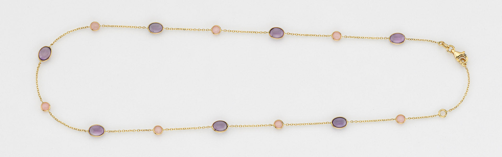 Eugen Rühle Collier Halskette 45cm 585 Gold Amethyst Rosaopal