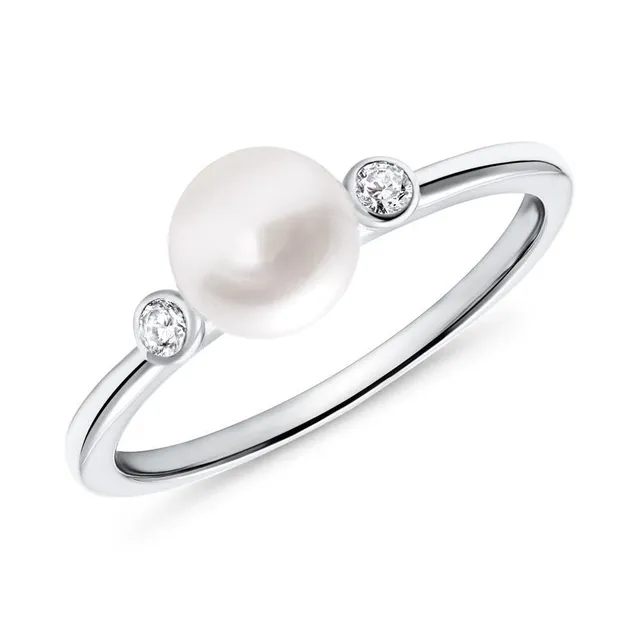 JEWLIX Perle Zirkonia Ring 925 Silber Größe 54