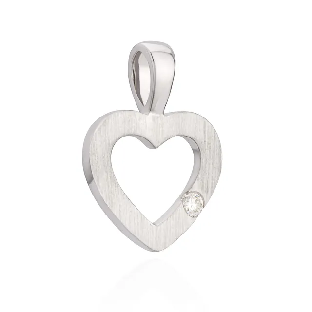 NKlaus Herz Anhänger 585 Gold Brillant 0,02ct 13x10mm