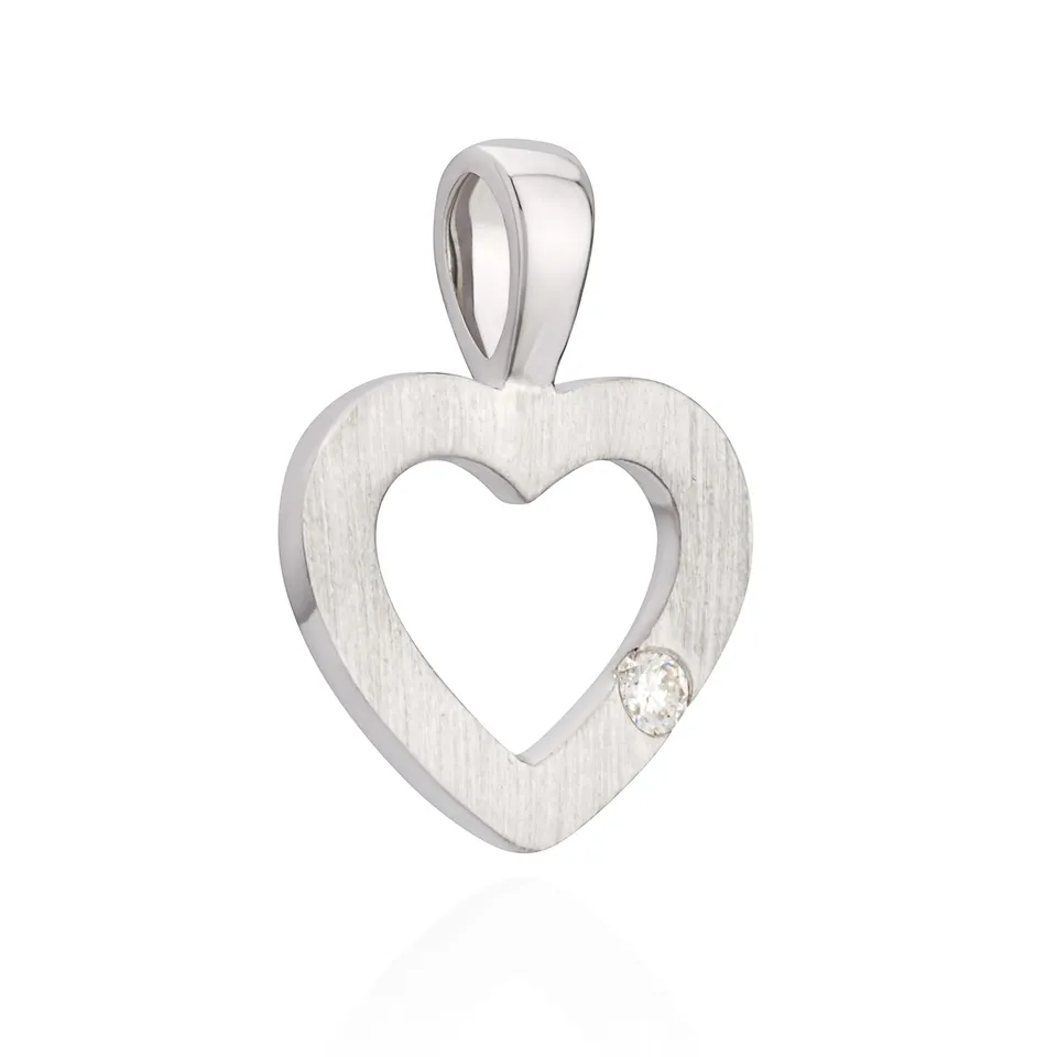 NKlaus Herz Anhänger 585 Gold Brillant 0,02ct 13x10mm