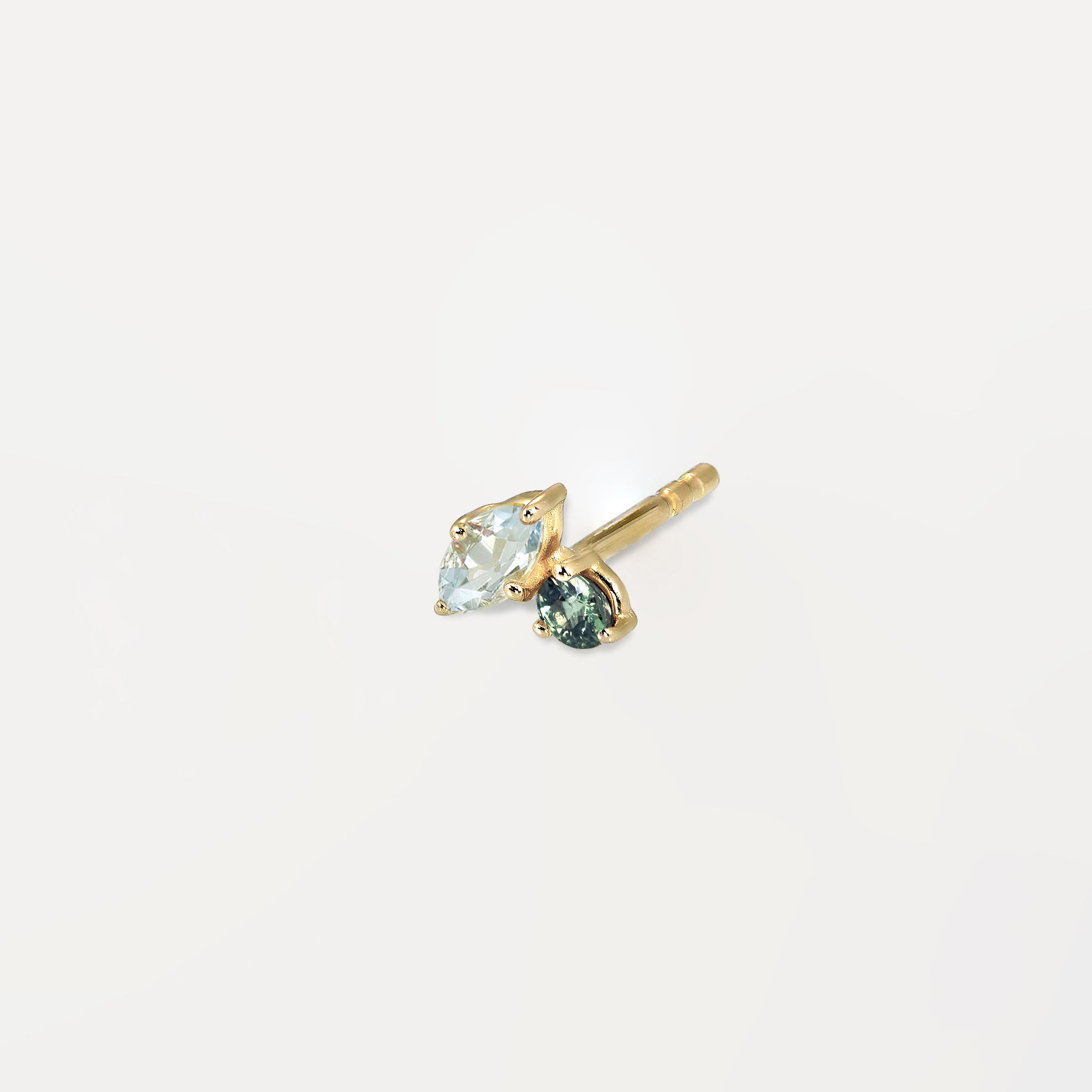Stilnest Joy Ohrstecker Aquamarin Saphir 585 Gold Single rechts