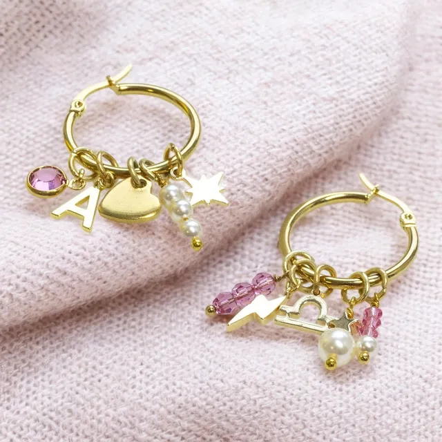 Joy by Corrine Smith Birthstone Hoop Ohrringe Gold mit Charms