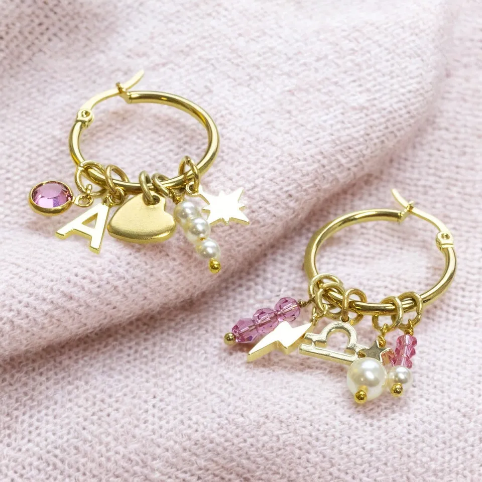 Joy by Corrine Smith Birthstone Hoop Ohrringe Gold mit Charms