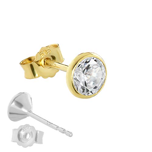 NKlaus Jewellery Ohrstecker 585 Gelbgold Ohrringe 5,5mm Zirkonia