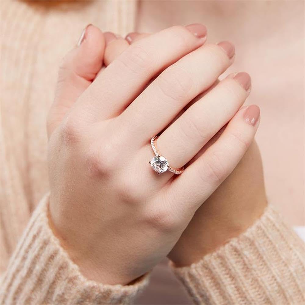 JEWLIX Verlobungsring 925 Silber Roségold Zirkonia Größe 54