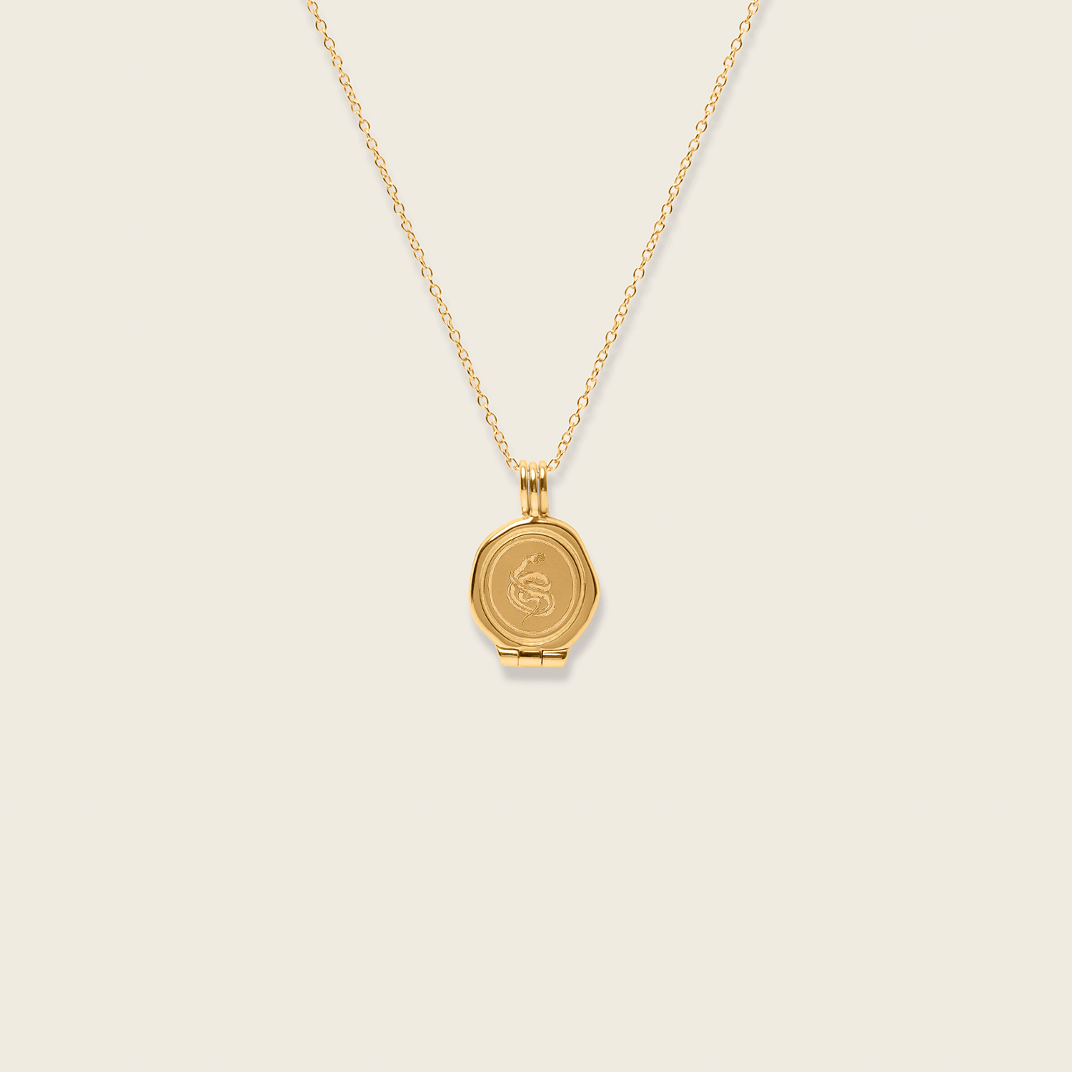 Stilnest Snake Seal Medaillon Halskette 45 cm Gold