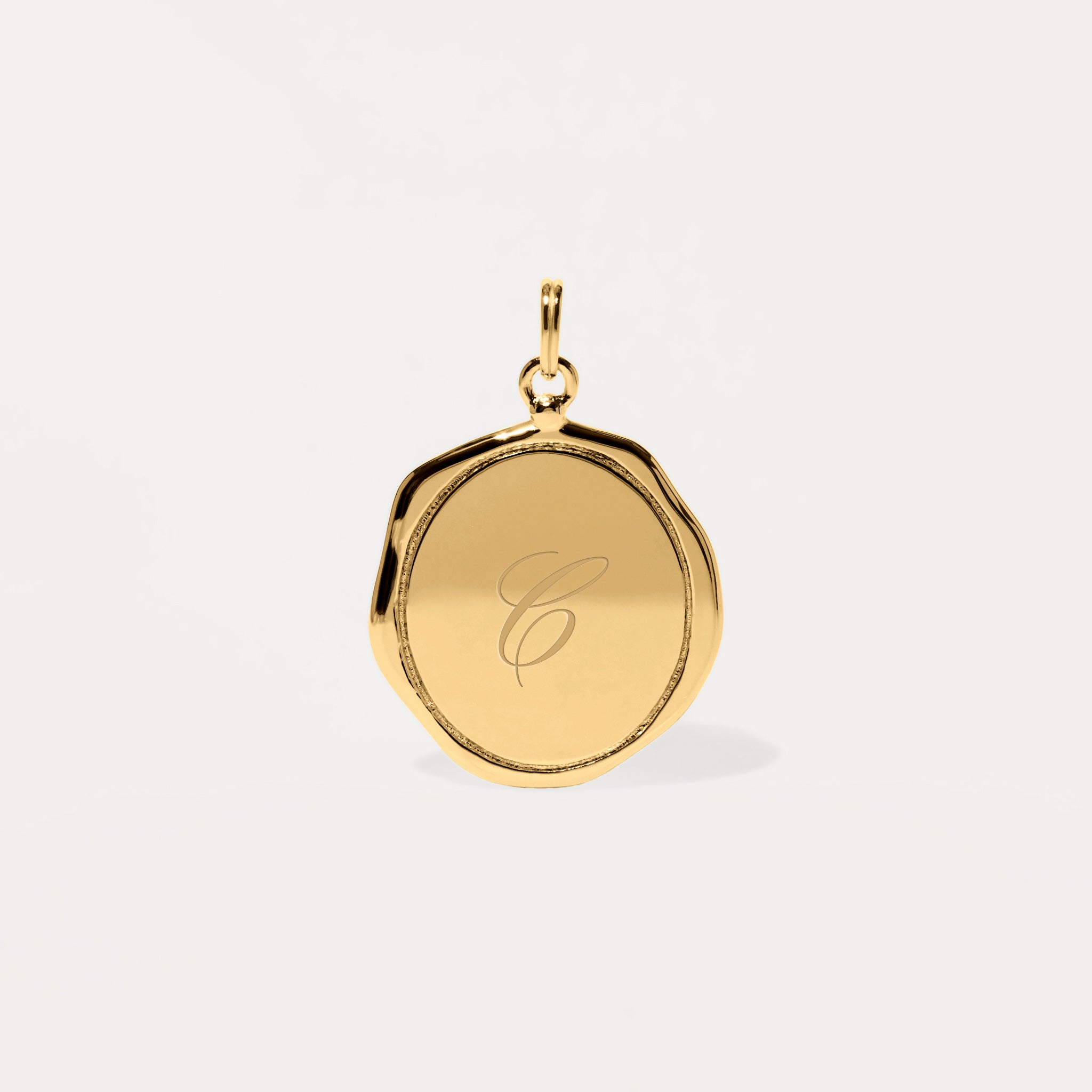 Stilnest Engravable Large Seal Anhänger 24k Gold Vermeil gravierbar