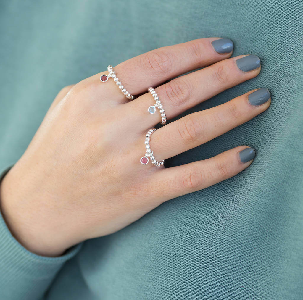 Joy by Corrine Smith Rings Beaded Stretch Ring Silber