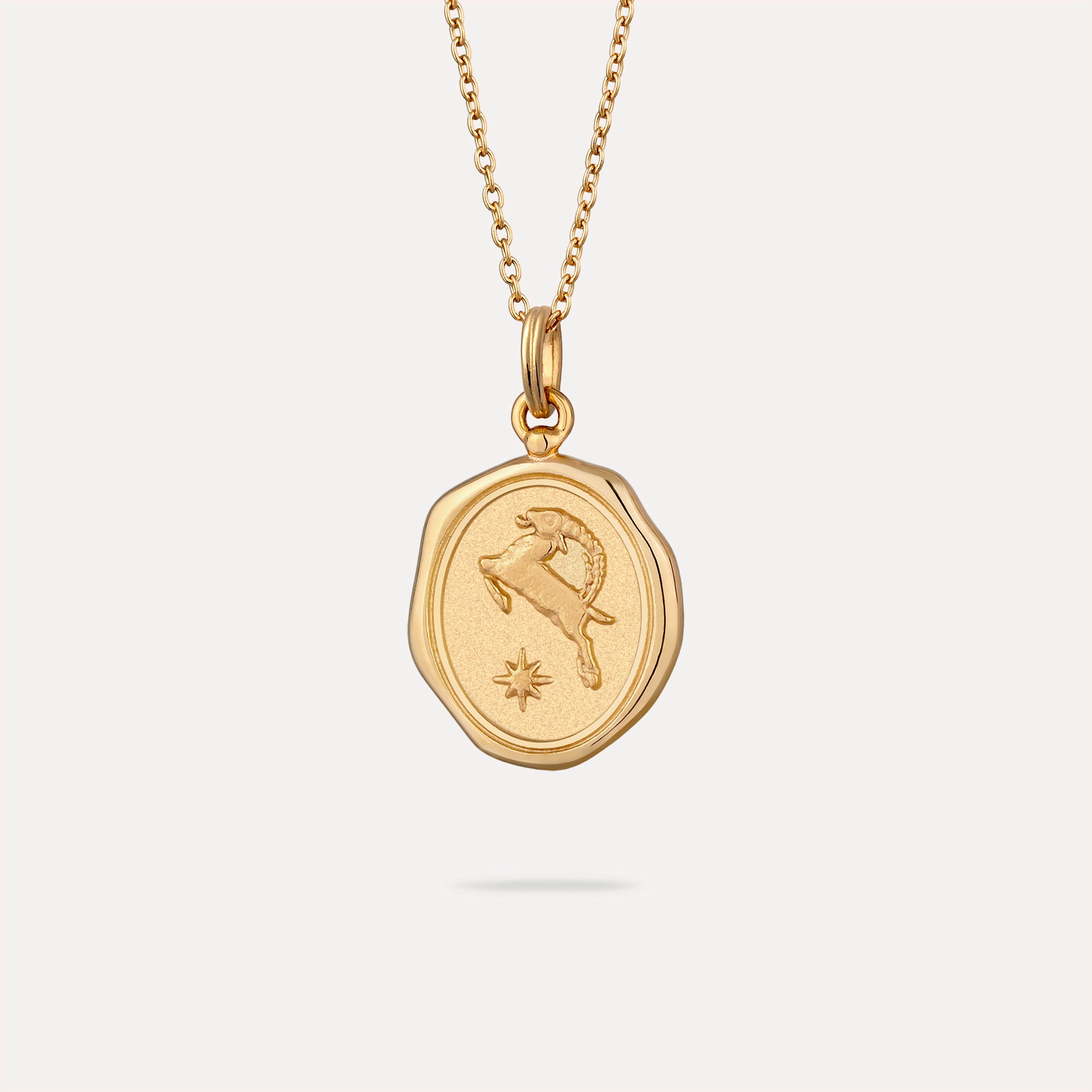 Stilnest Zodiac Seal Anhänger 585 Gold Steinbock Sternzeichen