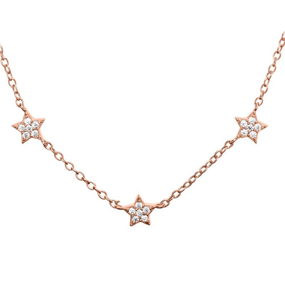 JEWLIX Sterne Kette 925er Silber Zirkonia Rosé