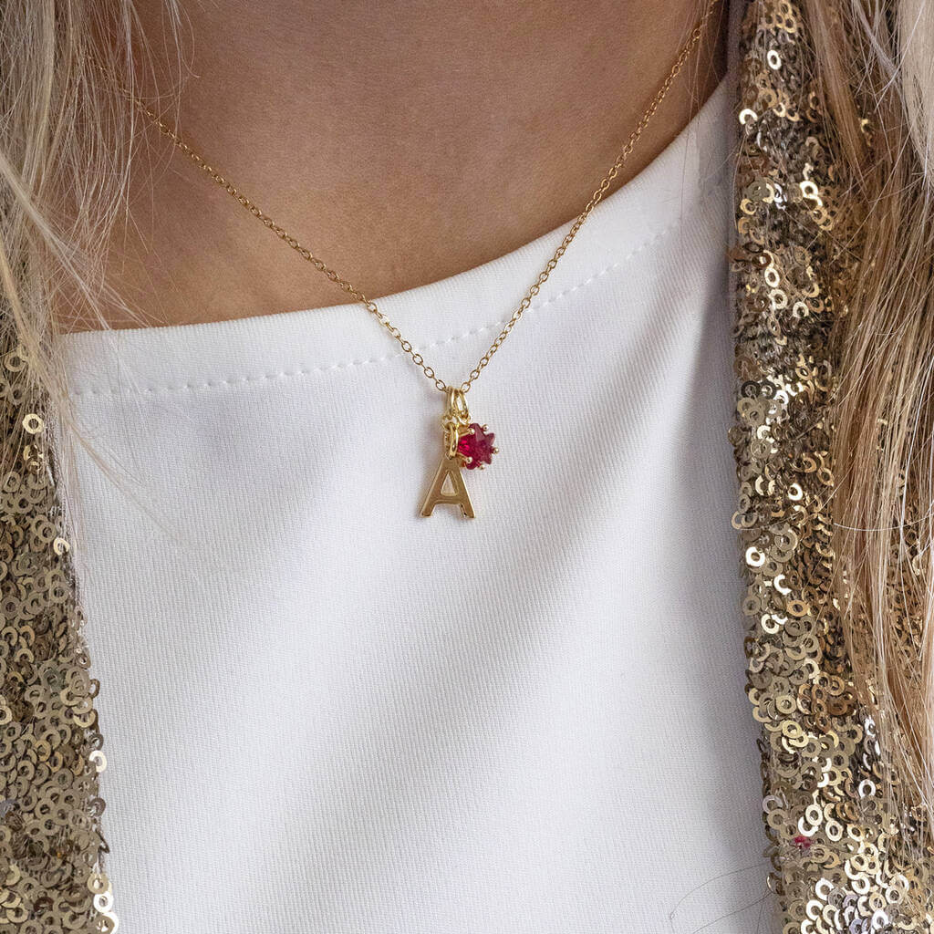 Joy by Corrine Smith Initial Birthstone Stern Halskette Gold