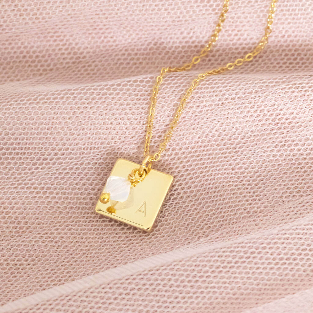 Joy by Corrine Smith Halskette Quadrat Anhänger Gold mit Opal