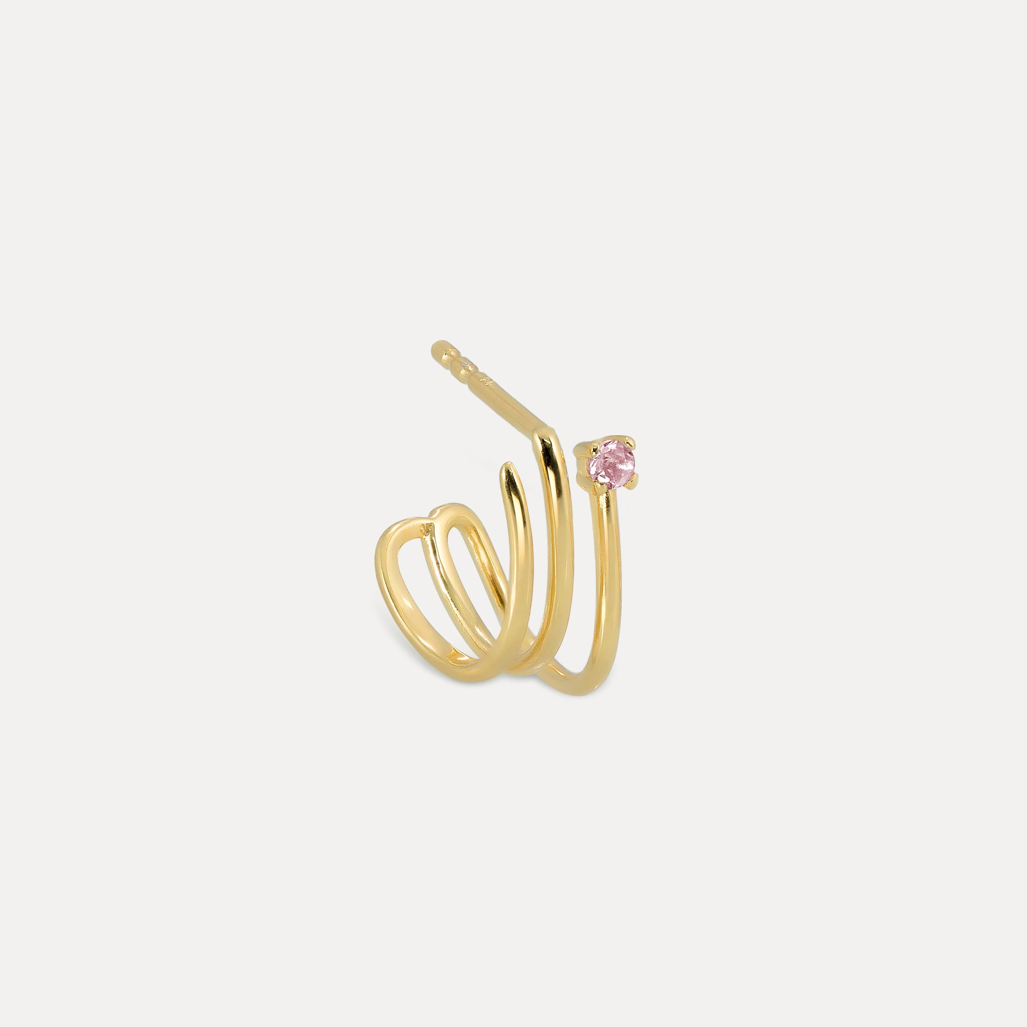 Stilnest Trine Huggies Ohrringe 585 Gold Rosa Turmalin Single