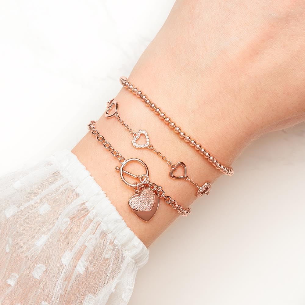 JEWLIX ID-Armbänder Herzarmband Rosé Silber Zirkonia