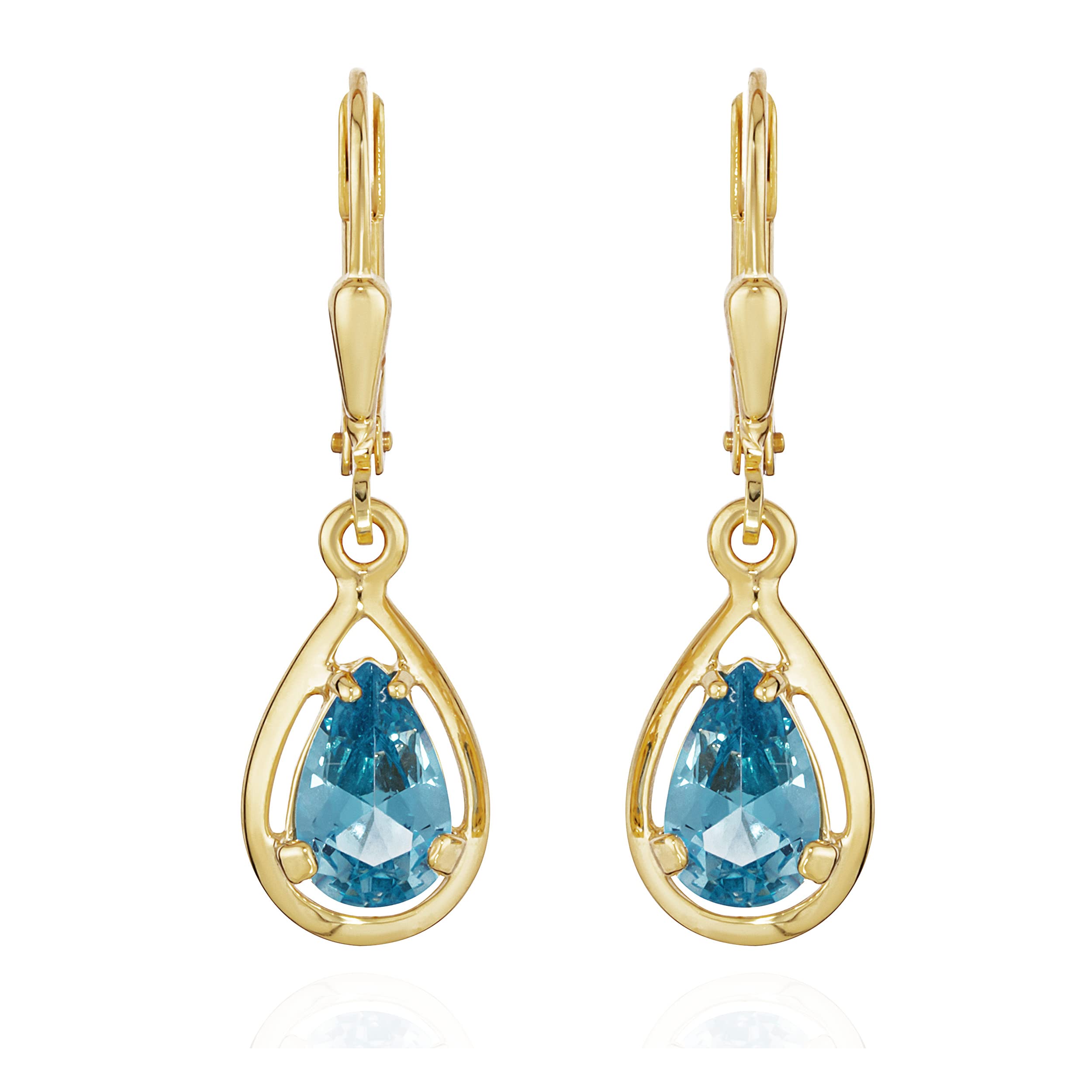NKlaus JEWELLERY Brisur Ohrhänger Aquamarin Gold 14x8mm Paar