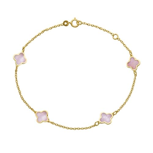 JEWLIX ID-Armbänder Damenarmband 585er Gold Blüten Perlmutt