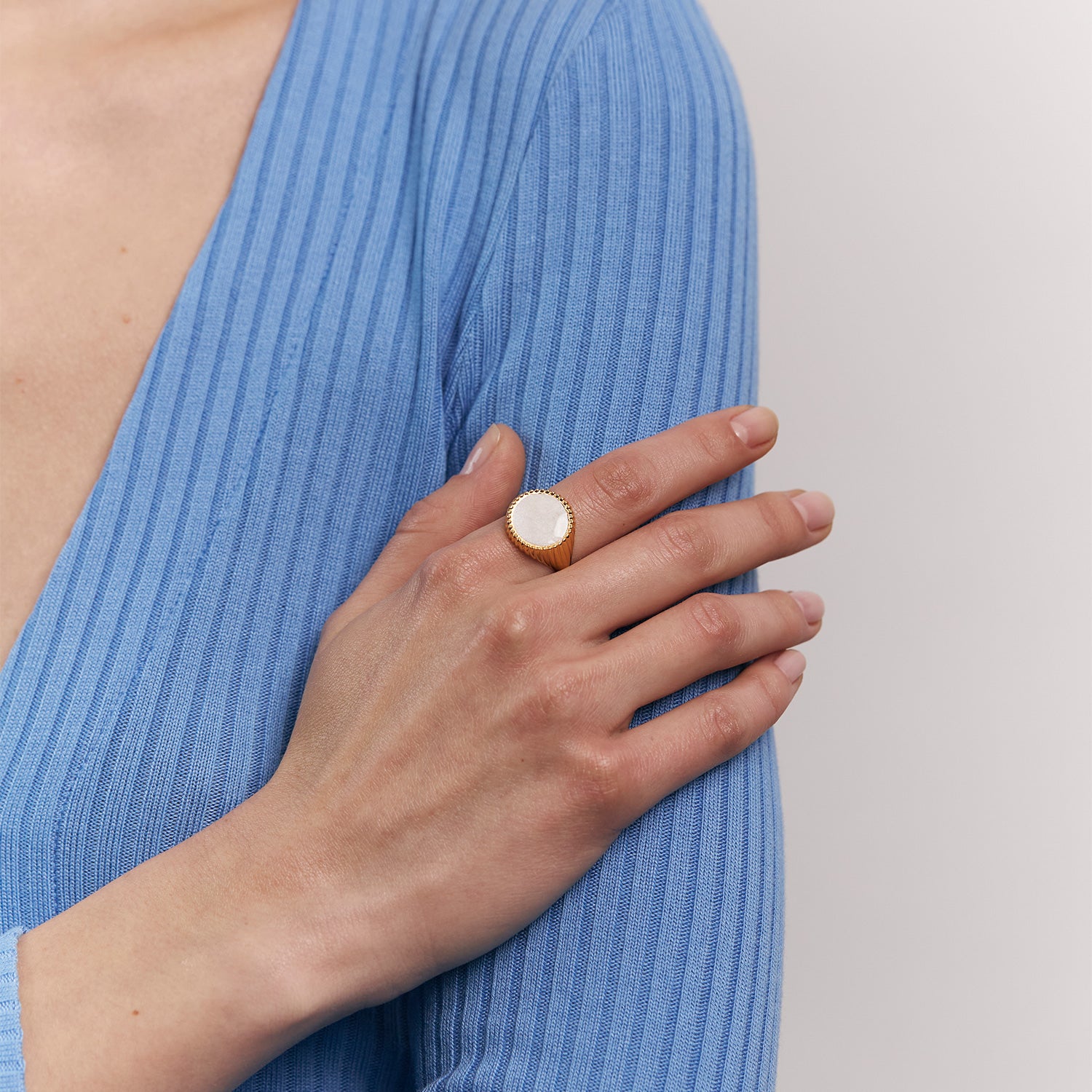 Stilnest Solar Spritz Cocktail Ring Perlenweiß Gr. 52