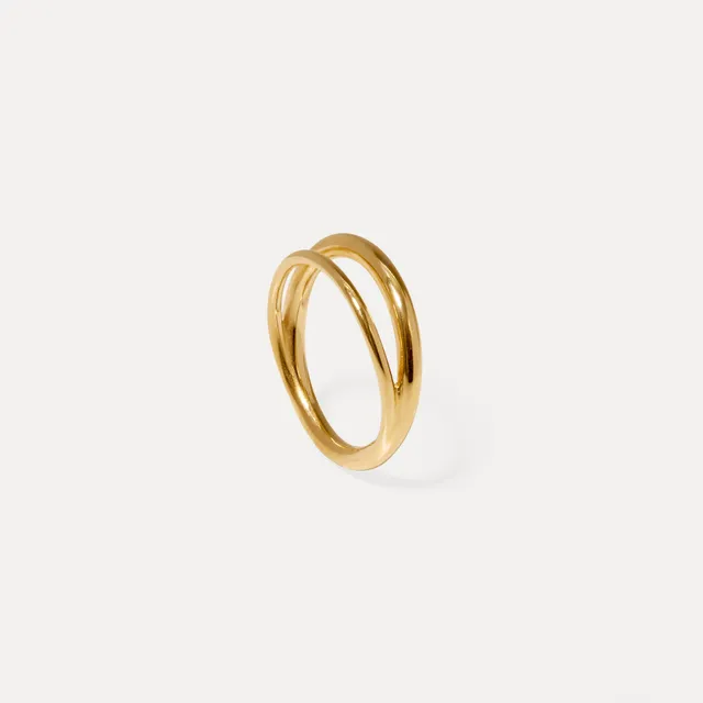 Stilnest Duo Stapelring 24k Gold Vermeil Gr. 52 dünn