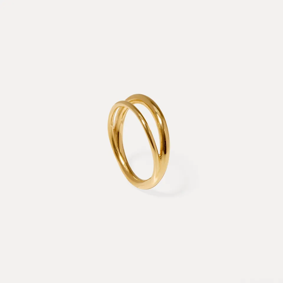 Stilnest Duo Stapelring 24k Gold Vermeil Gr. 52 dünn