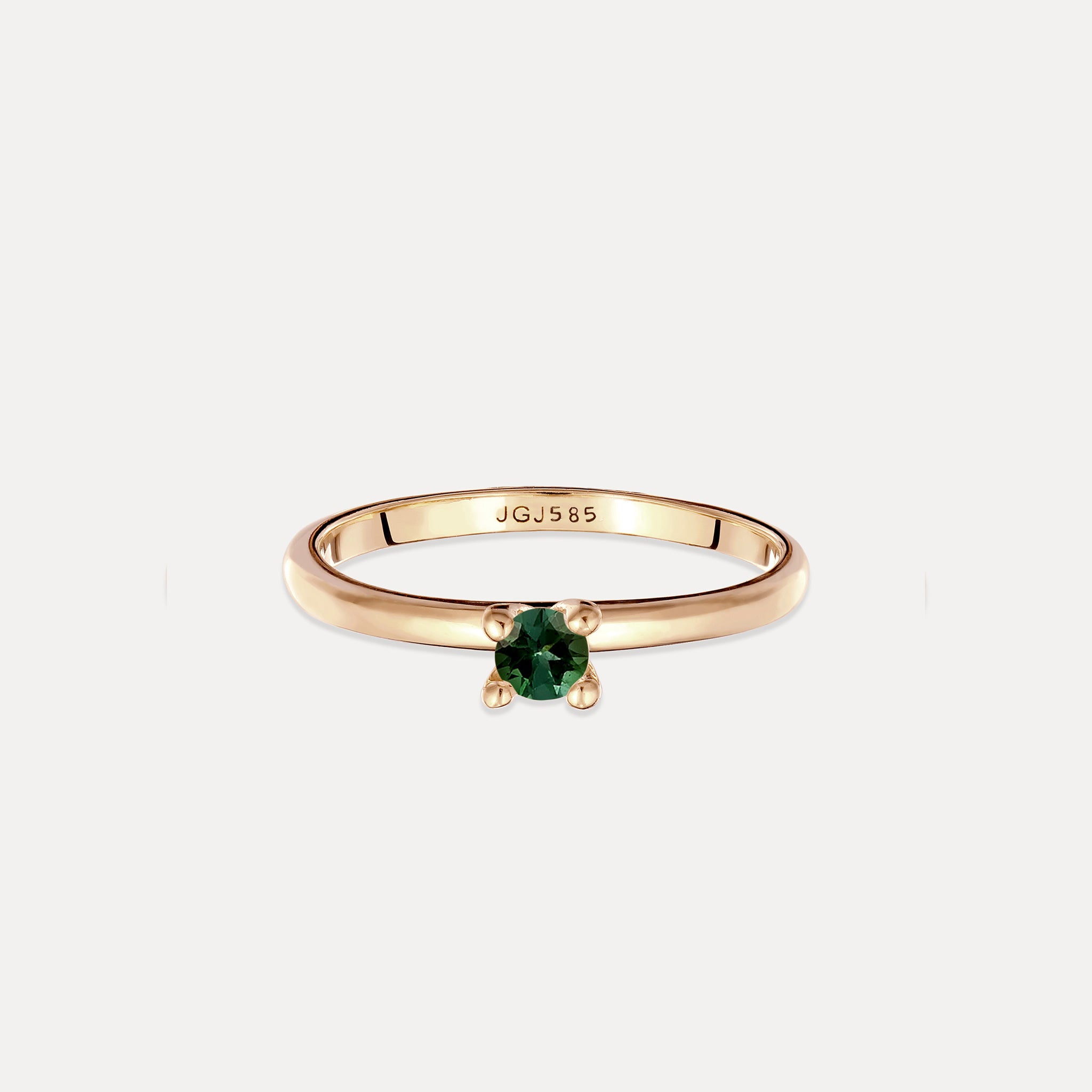 Stilnest Turmalin Solitär Ring 585 Gold Grün Rund Gr.52