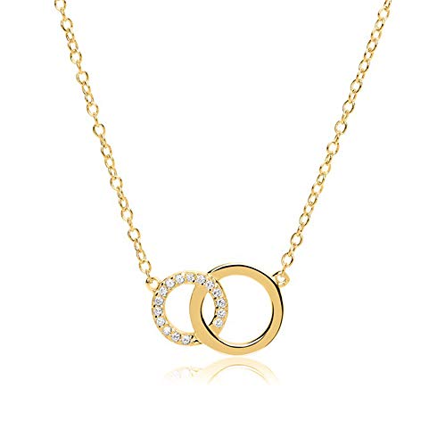 JEWLIX Kreise Kette 925er Silber Zirkonia Gold Damenhalskette