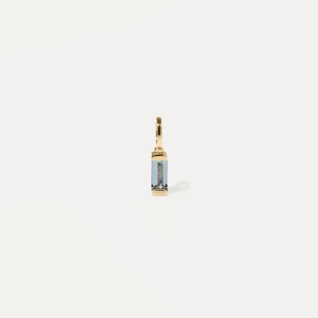Stilnest Retro Anhänger 585 Gold Aquamarin Baguette 14k